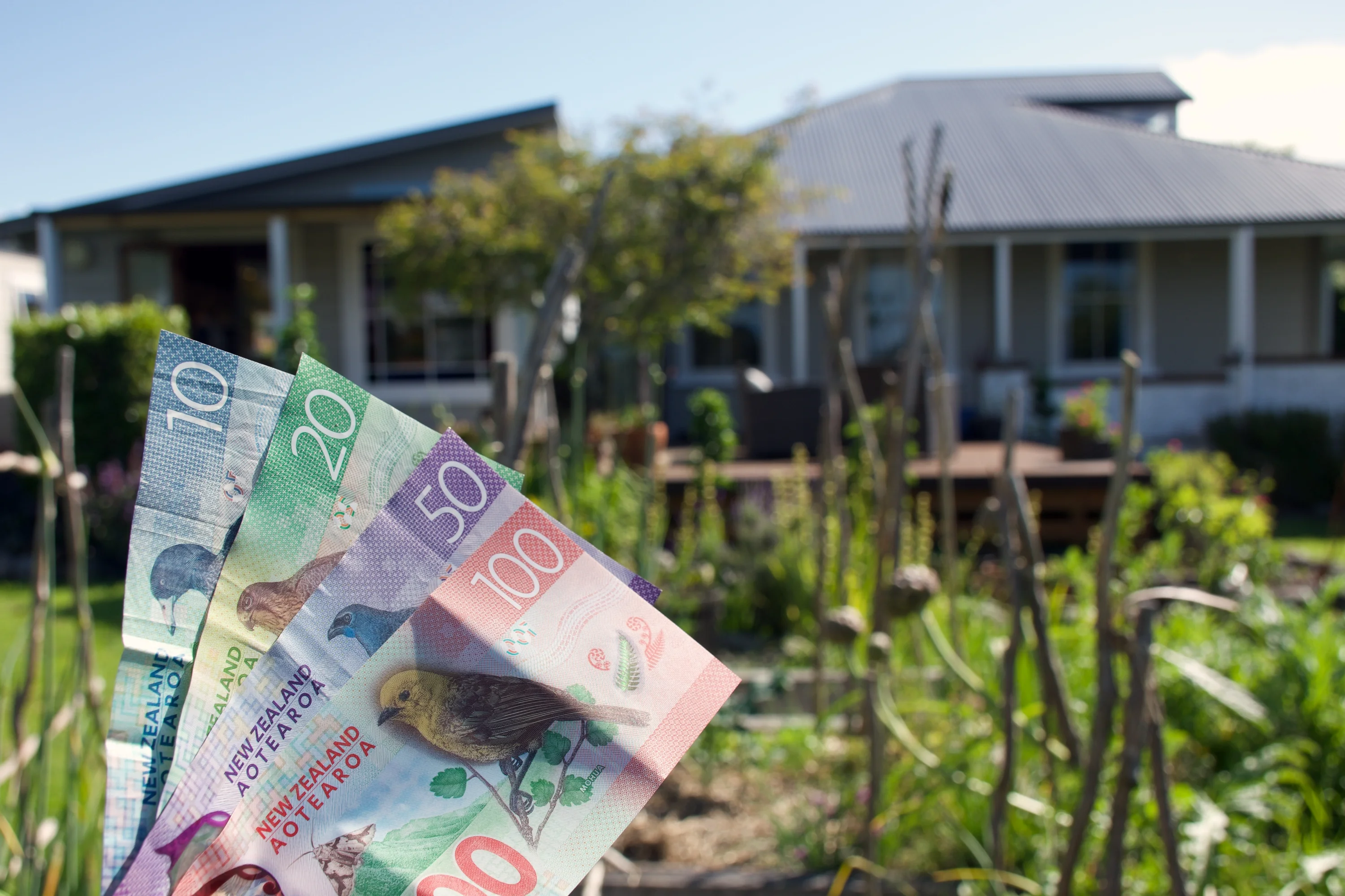 Cash in front of house