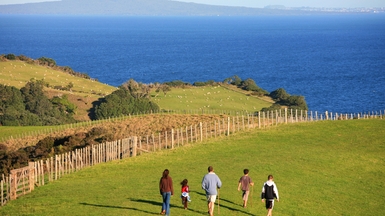 Family walking in NZ