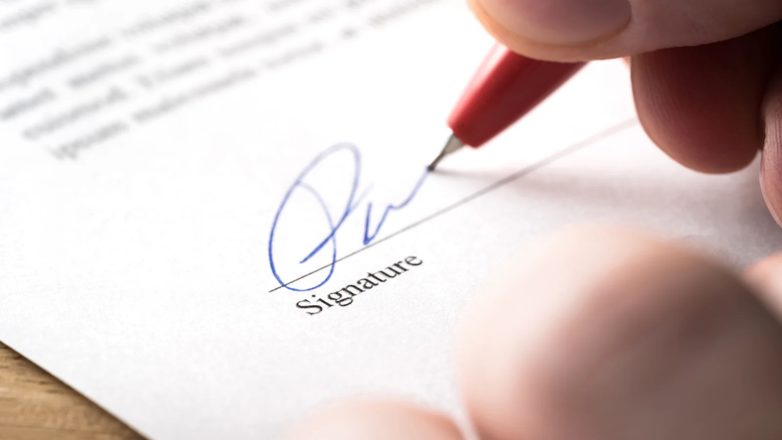 Tenant signing agreement.