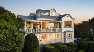 Front view of the luxury home