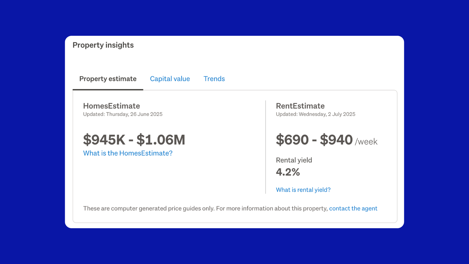 Property Insights section of property listing page