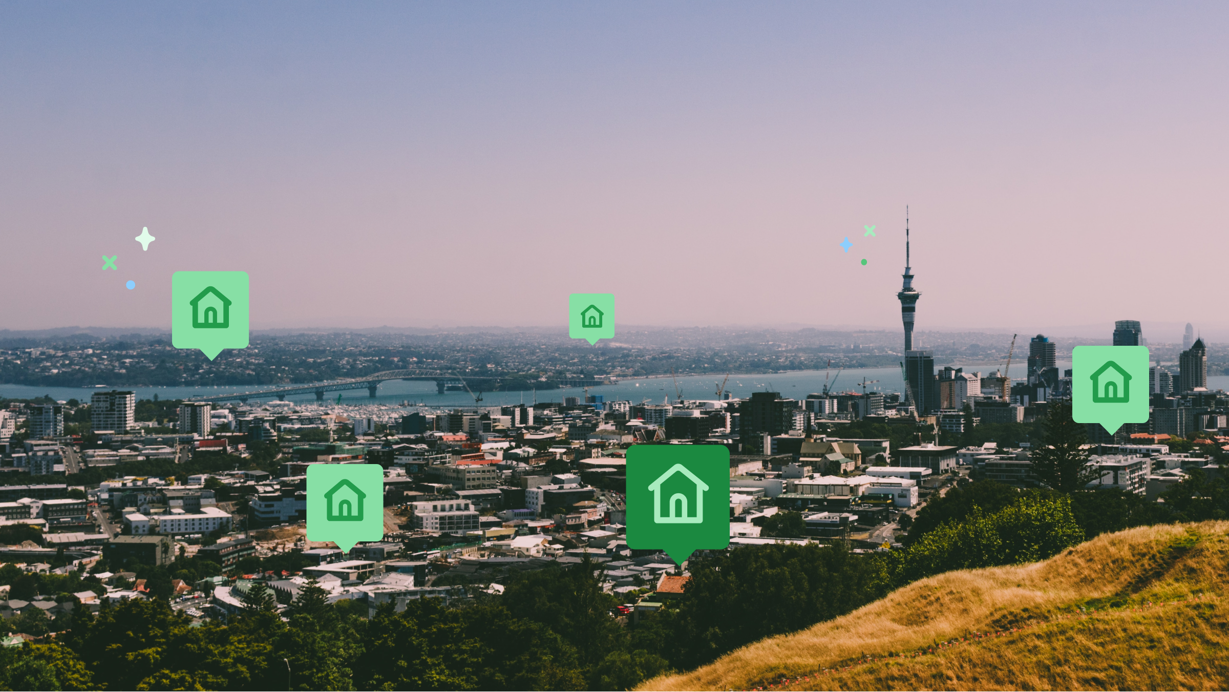 The Auckland skyline from above.