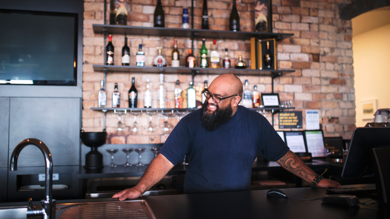 Bartender working behind the bar